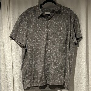 American Eagle Flex Men's Casual Gray Patterned Button Down Cotton Shirt XL